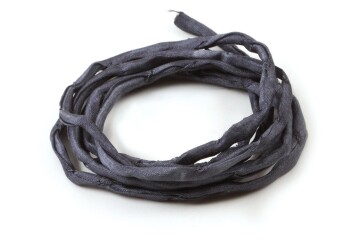 Hand dyed Habotai silk ribbon Dark grey ø3mm