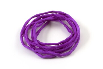 Hand dyed Habotai silk ribbon Purple ø3mm