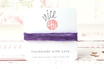 Hand dyed Habotai silk ribbon Violet Purple ø3mm