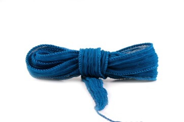 Handmade silk ribbon Crinkle Crêpe Blue Green 20mm...