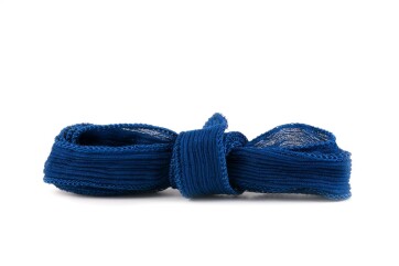 Handgefertigtes Seidenband Crinkle Crêpe Royalblau 1m