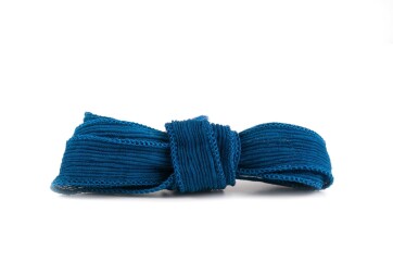 Handgefertigtes Seidenband Crinkle Crêpe Marineblau 1m