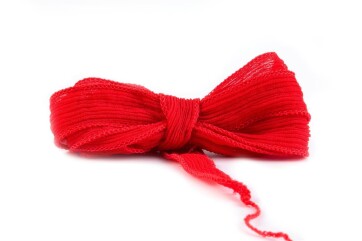Handmade silk ribbon Crinkle Crêpe Chimney Red 20mm wide