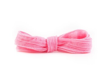 Handgefertigtes Seidenband Crinkle Crêpe Rosa 1m