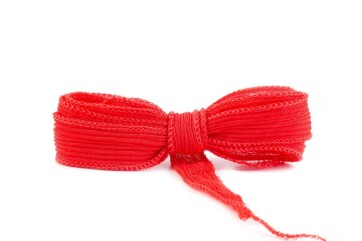 Handmade silk ribbon Crinkle Crêpe Light Red 20mm wide