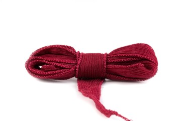 Handmade silk ribbon Crinkle Crêpe Marsala 20mm wide