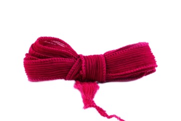 Handmade silk ribbon Crinkle Crêpe Raspberry 20mm wide