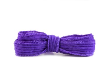 Handgefertigtes Seidenband Crinkle Crêpe Blauviolett 1m