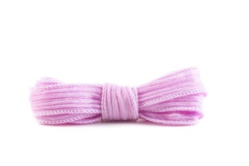 Handgefertigtes Seidenband Crinkle Crêpe Rosé 1m