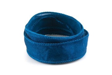 Handmade Crêpe Satin silk ribbon Blue Green 20mm wide