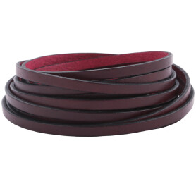 Flat leather strap Bordeaux (black edge) 5x2mm