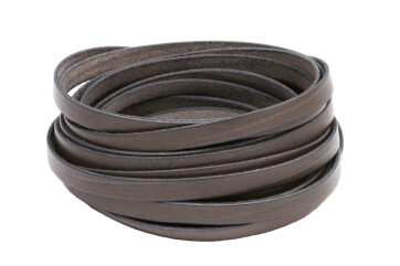 Bracelet en cuir plat Vert brun (bord noir) 10x2mm