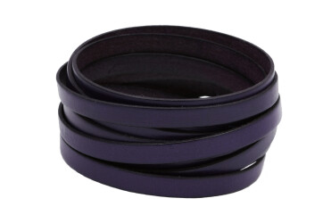 Bracelet en cuir plat Violet (bord noir) 10x2mm