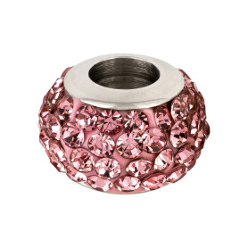 Stainless steel bead with rhinestone Shamballa Rose ID 5mm