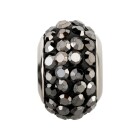 Perlina in acciaio inox con strass Shamballa Notte argento ID 5mm