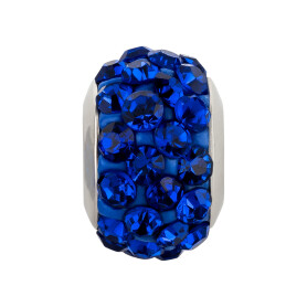 Perle en acier inoxydable avec strass Shamballa Blue ID 5mm