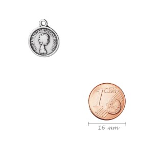 Pendente in zama Moneta argento antico 13mm 999°...
