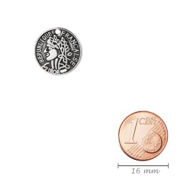 Pendente in zama Moneta argento antico 15mm 999°...