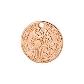Zamak pendant Coin rose gold 15mm 24K rose gold plated
