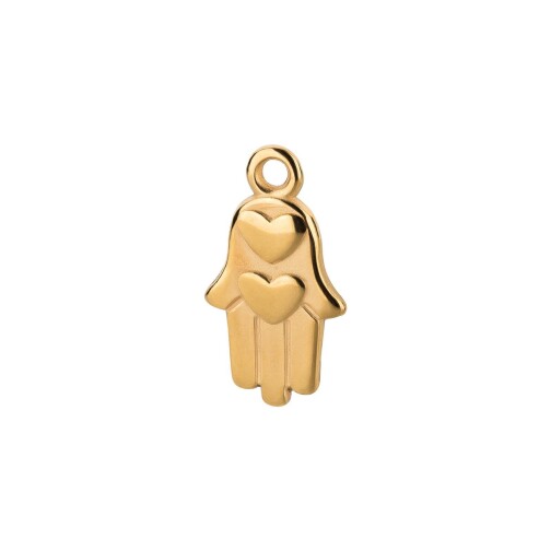 Zamak pendant Hamsa hand gold 8x13mm 24K gold plated