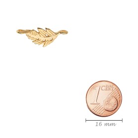 Zamac pendant/connector Leaf gold 22x9mm 24K gold plated