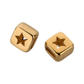 Zamak sliding bead Square Star gold ID 5x2mm 24K gold plated