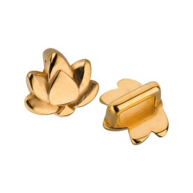 Zamak sliding bead Lotus Flower gold ID 5x2mm 24K gold...