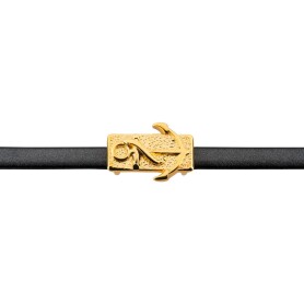 Zamak sliding bead Rectangle anchor motif gold ID 5x2mm...