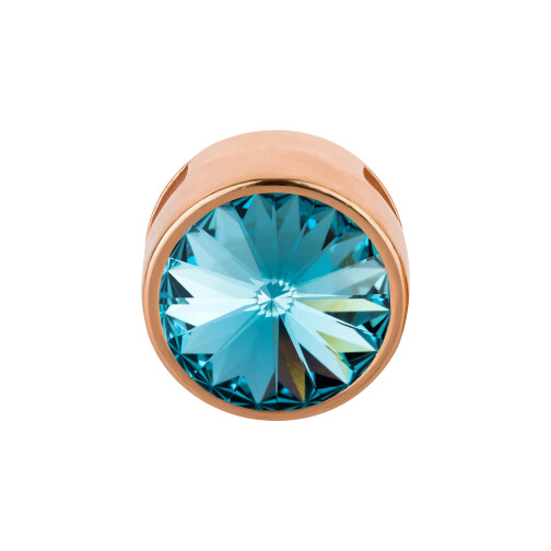 Schuivers met Rivoli Aquamarine 12mm (ID 10x2mm) roségoud