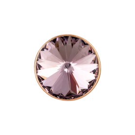 Cuenta redonda deslizable con Rivoli en Light Amethyst 12mm (ID 10x2mm) de oro rosa