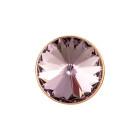 Cuenta redonda deslizable con Rivoli en Light Amethyst 12mm (ID 10x2mm) de oro rosa