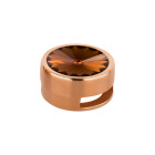 Cuenta redonda deslizable con Rivoli en Smoked Topaz 12mm (ID 10x2mm) de oro rosa