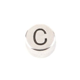 Perle Lettre C argent antique 7mm argenté