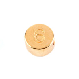 Lettera perlina Numero 6 oro 7mm placcato oro
