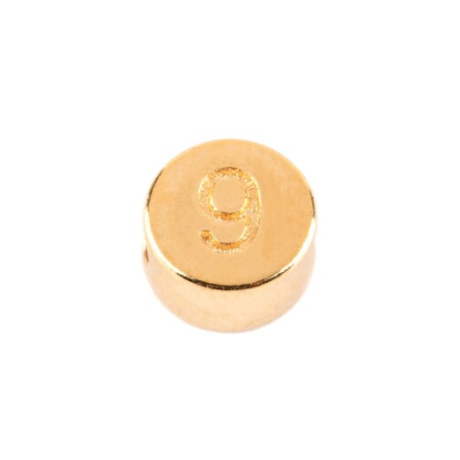 Cuenta de letras Número 9 de oro 7mm chapado en oro
