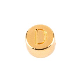 Cuenta de letras D de oro 7mm chapado en oro