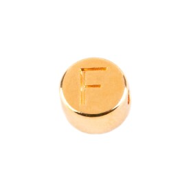Cuenta de letras F de oro 7mm chapado en oro