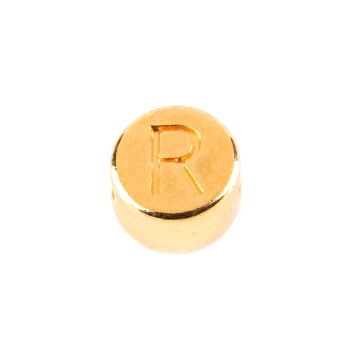 Cuenta de letras R de oro 7mm chapado en oro