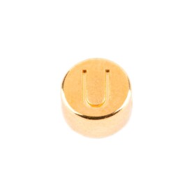 Letter Bead U gold 7mm gold plated