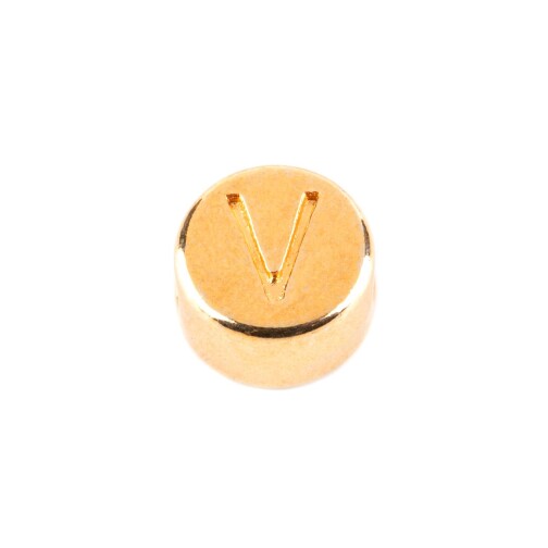 Letter Bead V gold 7mm gold plated