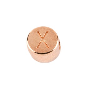 Lettera perlina X, 7mm oro rosa