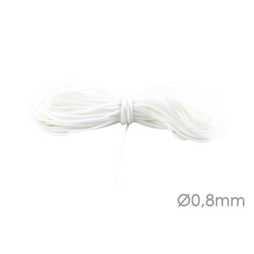 Cordón de poliéster con cinta de Macrame Ø0.8mm Blanco