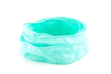 Handgefertigtes Habotai-Seidenband Pastell Mint 20mm breit
