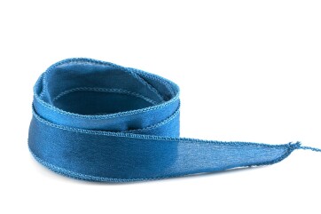 Handmade Crêpe Satin silk ribbon Far Blue 20mm wide