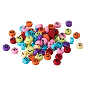 100x Perles alphabet A-Z Diverses couleurs/Noir 7mm...