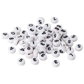50x Acrylic beads number #0-9 White/Black 7mm for name...