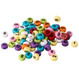 50x Acrylic beads number #0-9 Various colours/Black 7mm...