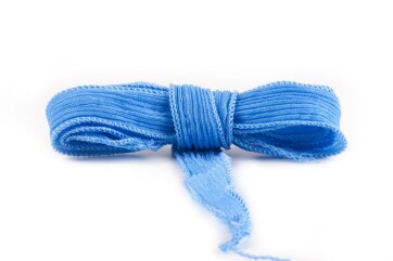 Handmade silk ribbon Crinkle Crêpe Pale Blue 20mm wide