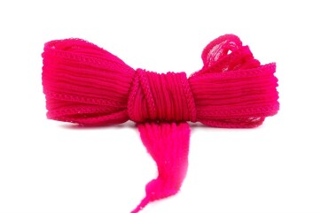 Handmade silk ribbon Crinkle Crêpe Ruby 20mm wide