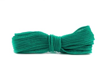 Handmade silk ribbon Crinkle Crêpe Grass Green 20mm...